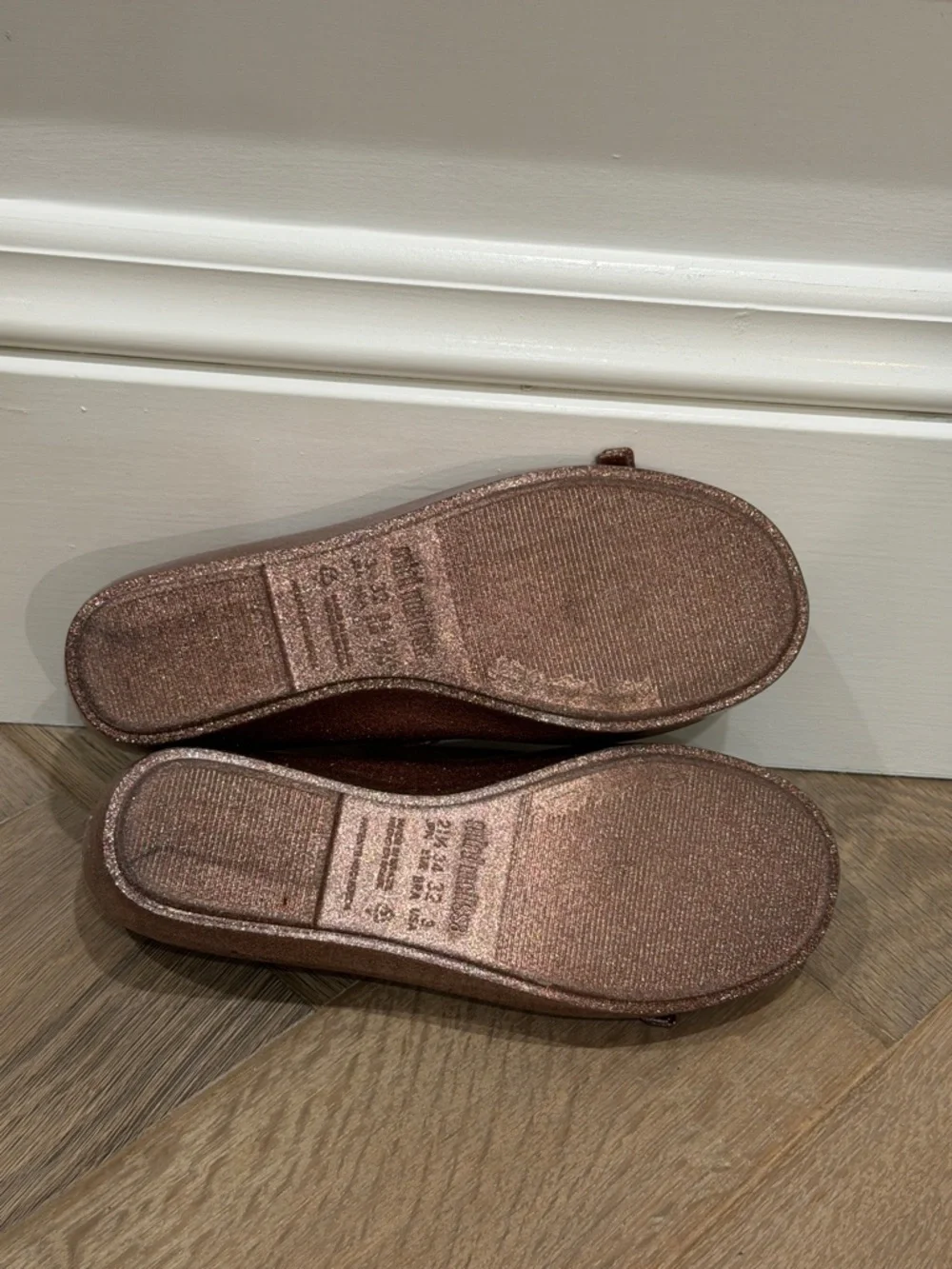 Mini Melissa Girls' Glitter Mary Jane Shoes - Rose Metallic